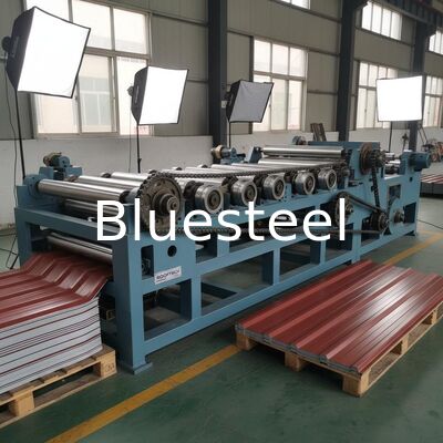 Máquina formadora de rolos de telha para construção de aço com corrente de transmissão de 1 polegada e diâmetro de rolo de 75 mm para fabricação de painéis de telhado